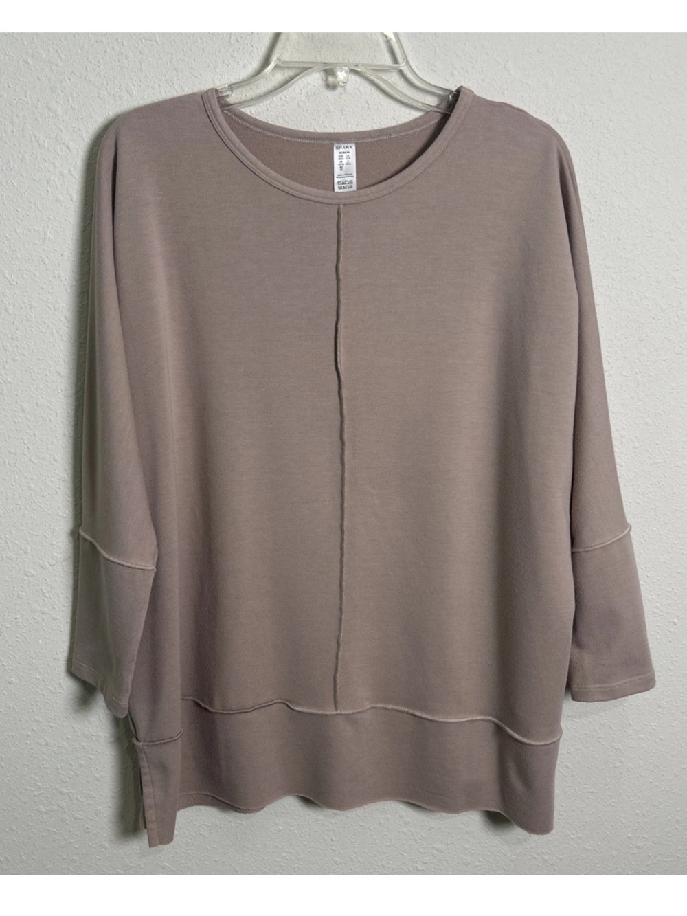 SPANX Perfect‎ Length Dolman Sweatshirt 3/4 Sleeve Beige Oat Women's Size Medium